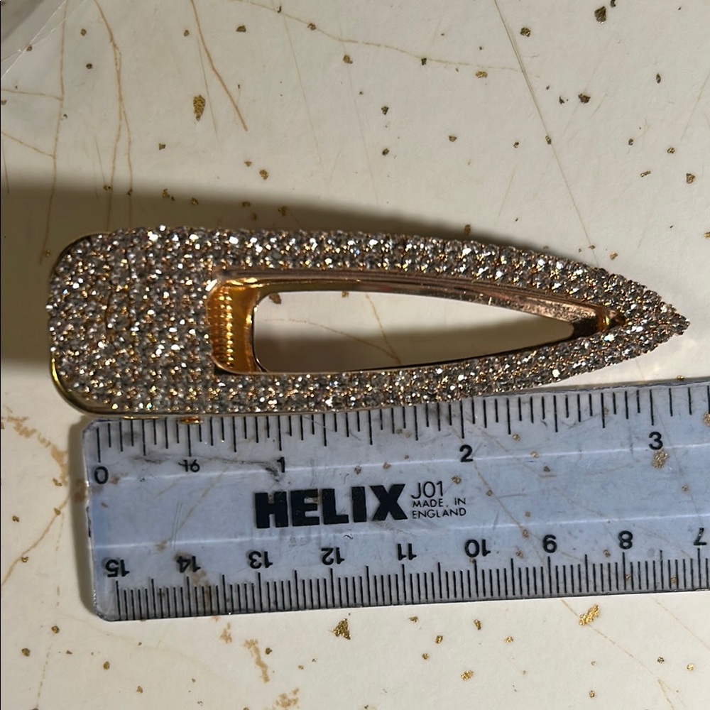 Colorful Shell Hair Clip & Gold Rhinestone Snap Barrette - Picture 6 of 6